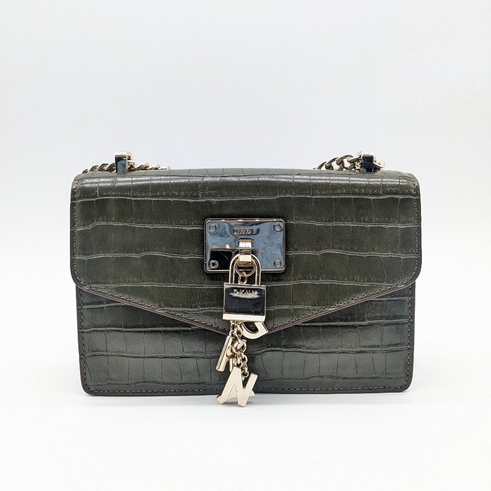 DKNY Elissa faux-leather convertible shoulder crossbody bag -Military Green